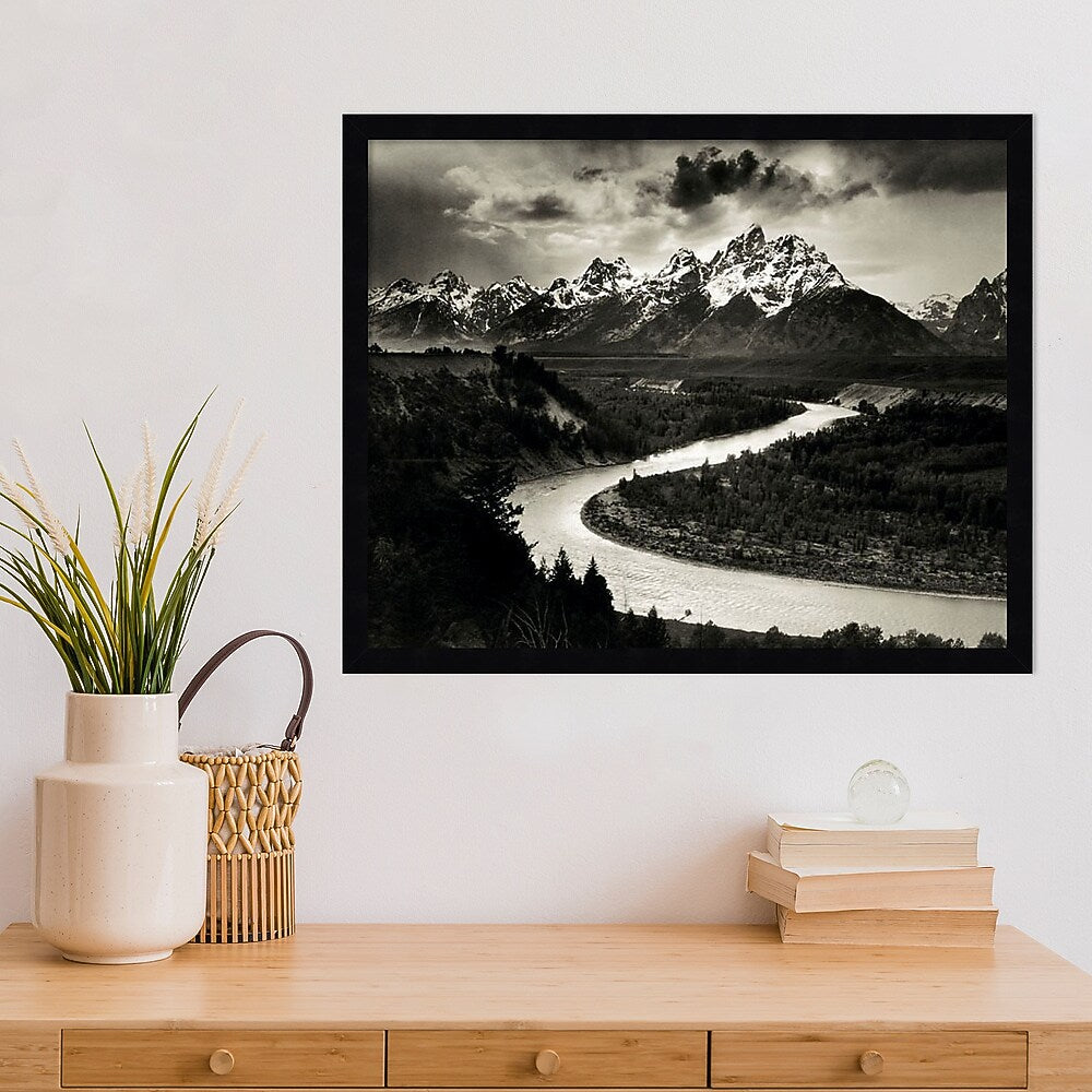 Amanti Art The Tetons and the Snake River Grand Teton National Park 1942 by Ansel Adams Wood Framed Wall Art Print, 22" x 18"