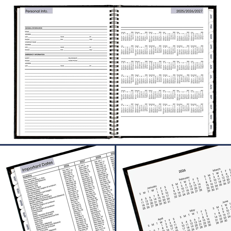 2026 AT-A-GLANCE DayMinder 8" x 11" Weekly Appointment Book Planner, Faux Leather Cover, Black (G520H-00-26)
