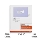 Staples Laser/Inkjet Address Labels, 1" x 2-5/8", White, 30 Labels/Sheet, 100 Sheets/Pack (ST18057-CC)