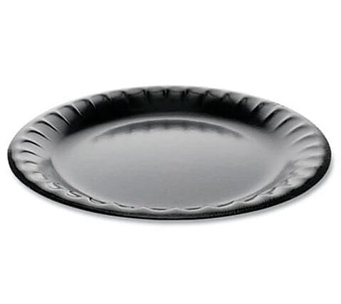 Pactiv Laminated Foam Dinnerware Plate, 9" Diameter, Black, 500 Plates (PCTYTKB00090000)