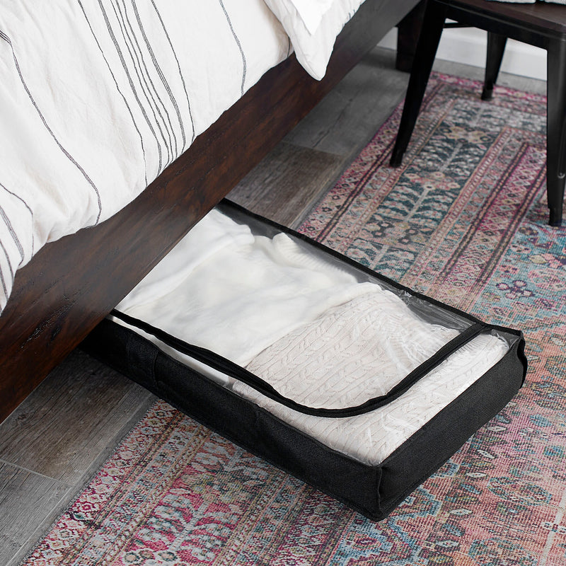 Household Essentials Under bed Storage Bag, Black with Clear PEVA Top (7609-1)