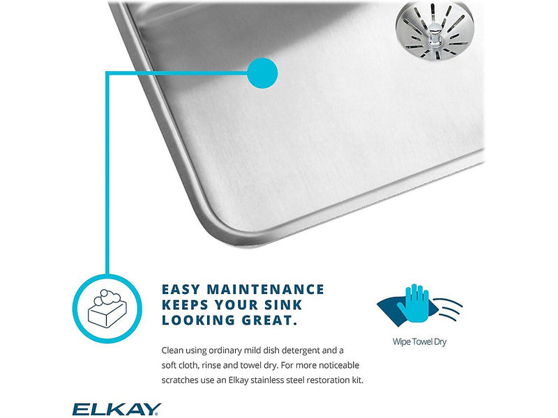 Elkay Lustertone Classic Single-Bowl Undermount Sink, 18.5" x 30.5" x 5.38", Stainless Steel, Lustrous Satin (ELUHAD281655)