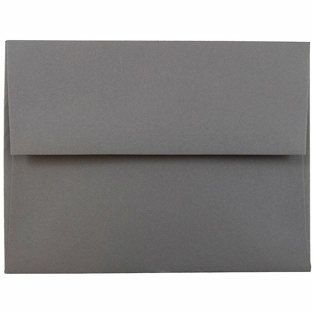 JAM Paper A2 Booklet Envelope 4 3/8" x 5 3/4", Dark Grey, 100/Pack (36396432d)
