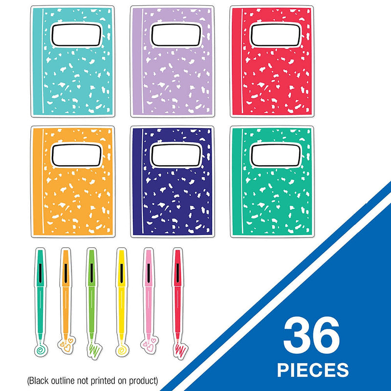 Carson Dellosa Education Notebooks and Pens Cut-Outs, 36/Pack, 3 Packs/Bundle (CD-120632-3)