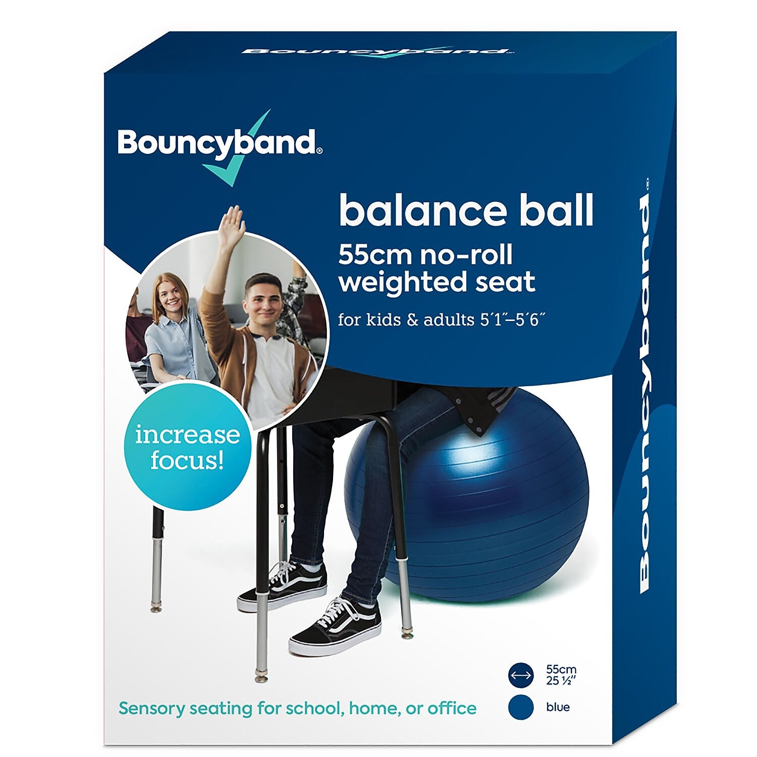Bouncy Bands Balance Ball, 55cm, Blue (BBAWBS55BU)