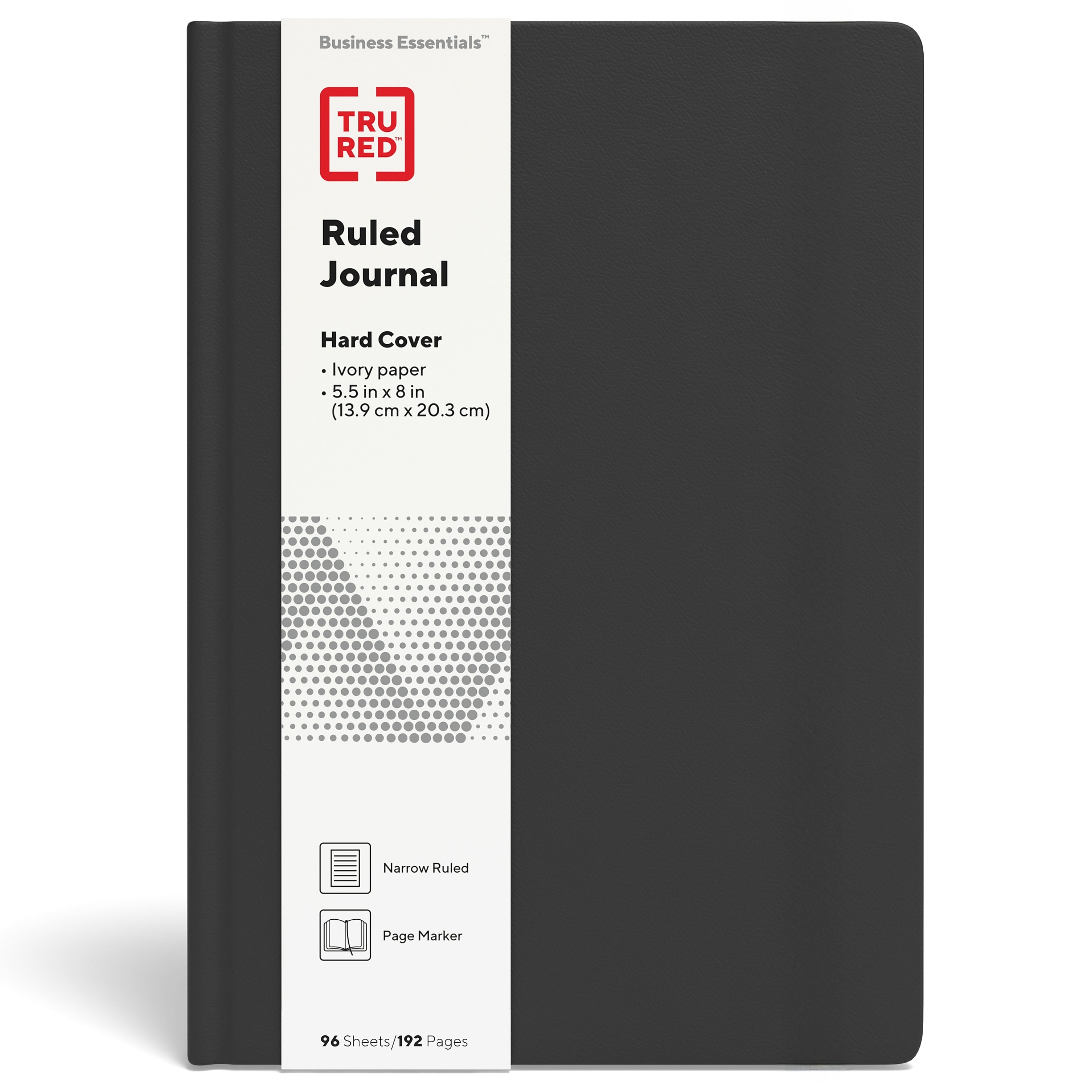 TRU RED™ Medium Hard Cover Ruled Journal, 5 1/2" x 8", Black (TR54769)