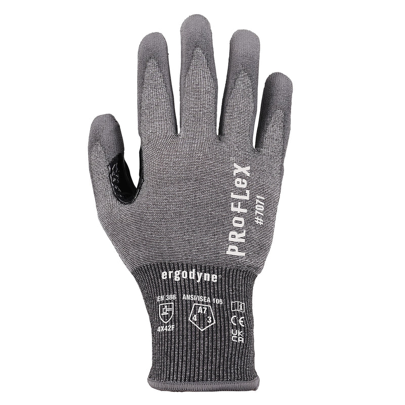 Ergodyne ProFlex 7071 PU Coated Cut-Resistant Gloves, ANSI A7, Gray, Small, 12 Pair (18062)