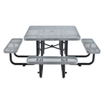 Global Industrial 46" Square Outdoor Steel Picnic Table, Expanded Metal, Gray (277151GY)