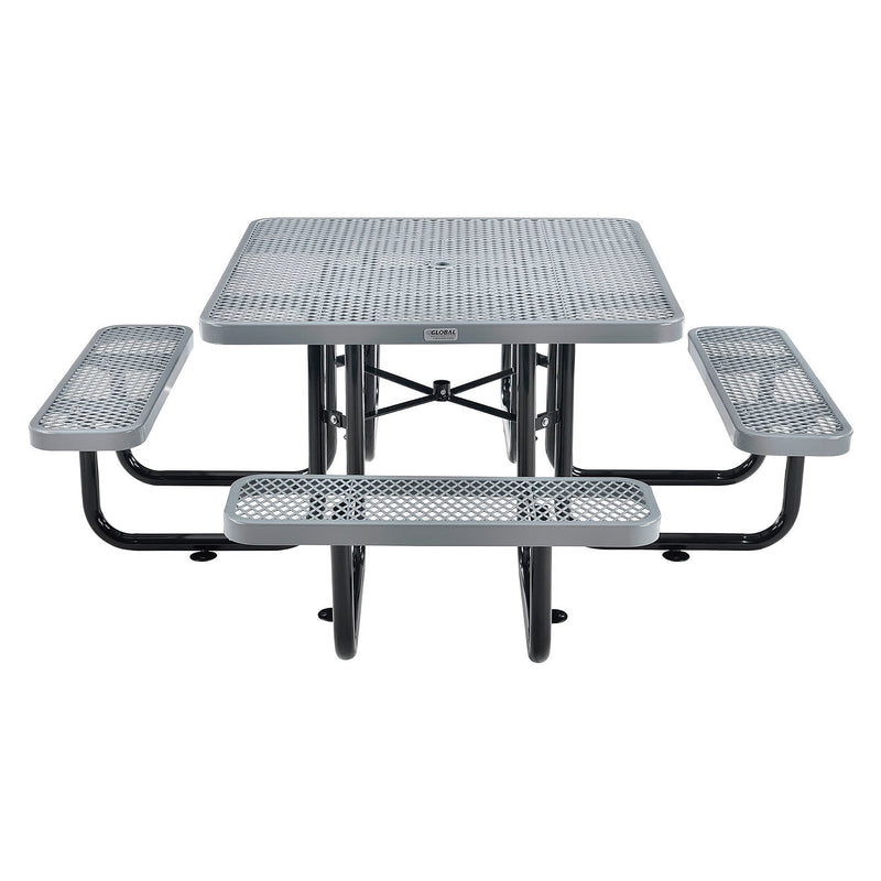 Global Industrial 46" Square Outdoor Steel Picnic Table, Expanded Metal, Gray (277151GY)