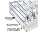 Azar 2.63" x 12" Pegboard 8-Compartment Cosmetic Tray, Clear, 2/Pack (225830-8COMP-CLR-2PK)