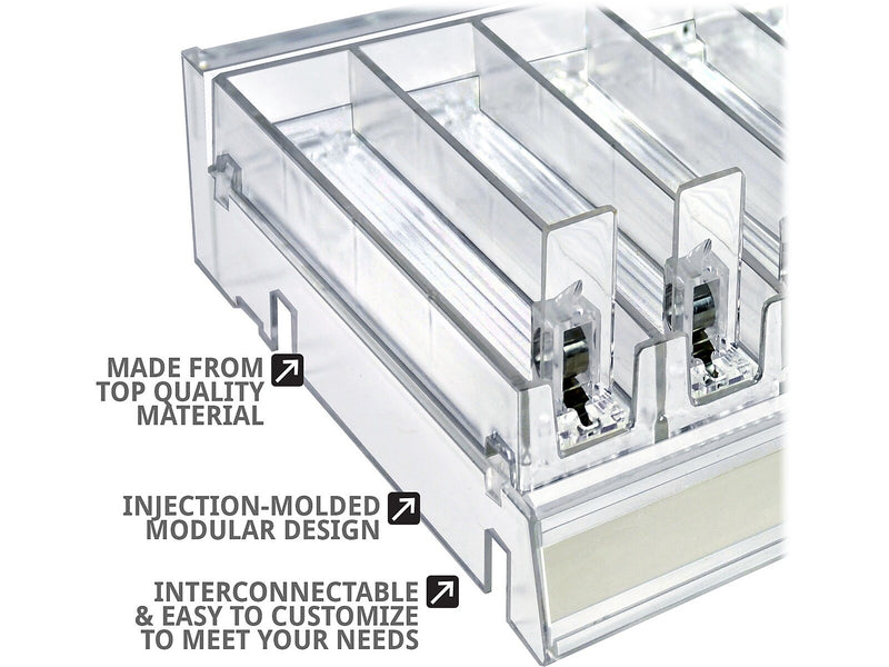 Azar 2.63" x 12" Pegboard 8-Compartment Cosmetic Tray, Clear, 2/Pack (225830-8COMP-CLR-2PK)