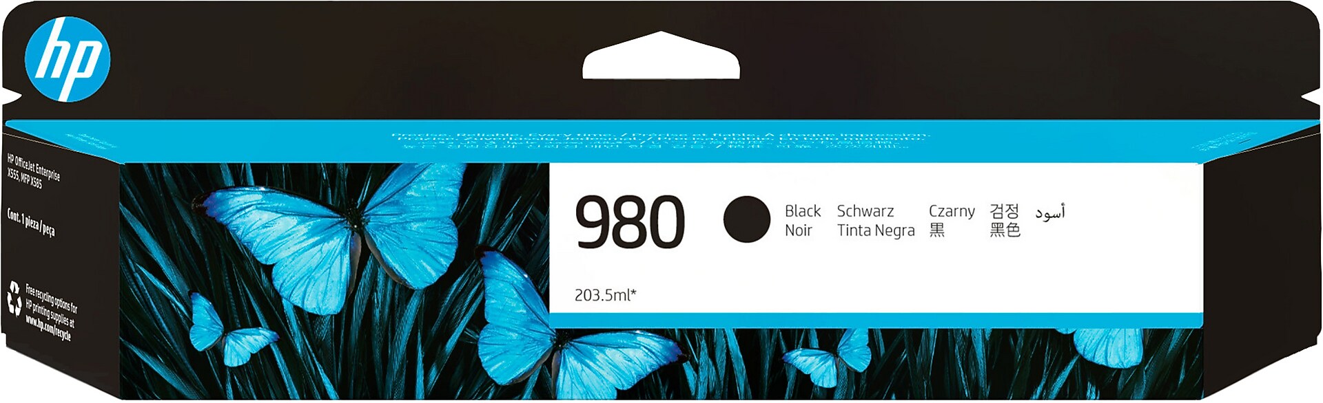 HP 980 Black Standard Yield Ink Cartridge, Prints Up to 10,000 Pages (D8J10A)