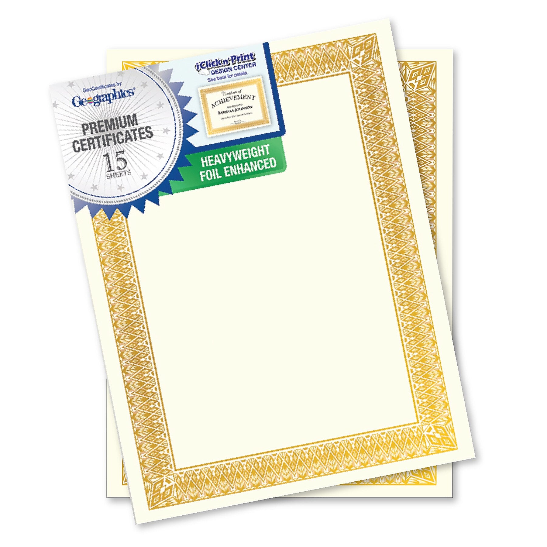 Royal Consumer Rome Gold Foil Certificates, Gold, 15/Pack (GEO47829)