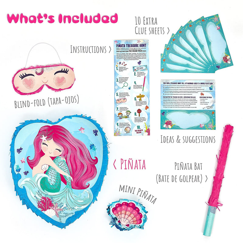 JITTERYGIT Mermaid Pinata Treasure Hunt Under the Sea Game Set, 2 in 1 Pieces/Pack (MERMAID-PINATA - BLUE & PINK)