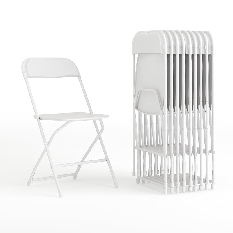 Flash Furniture HERCULES™ Plastic Armless Folding Chair, Premium White, 32/Pack