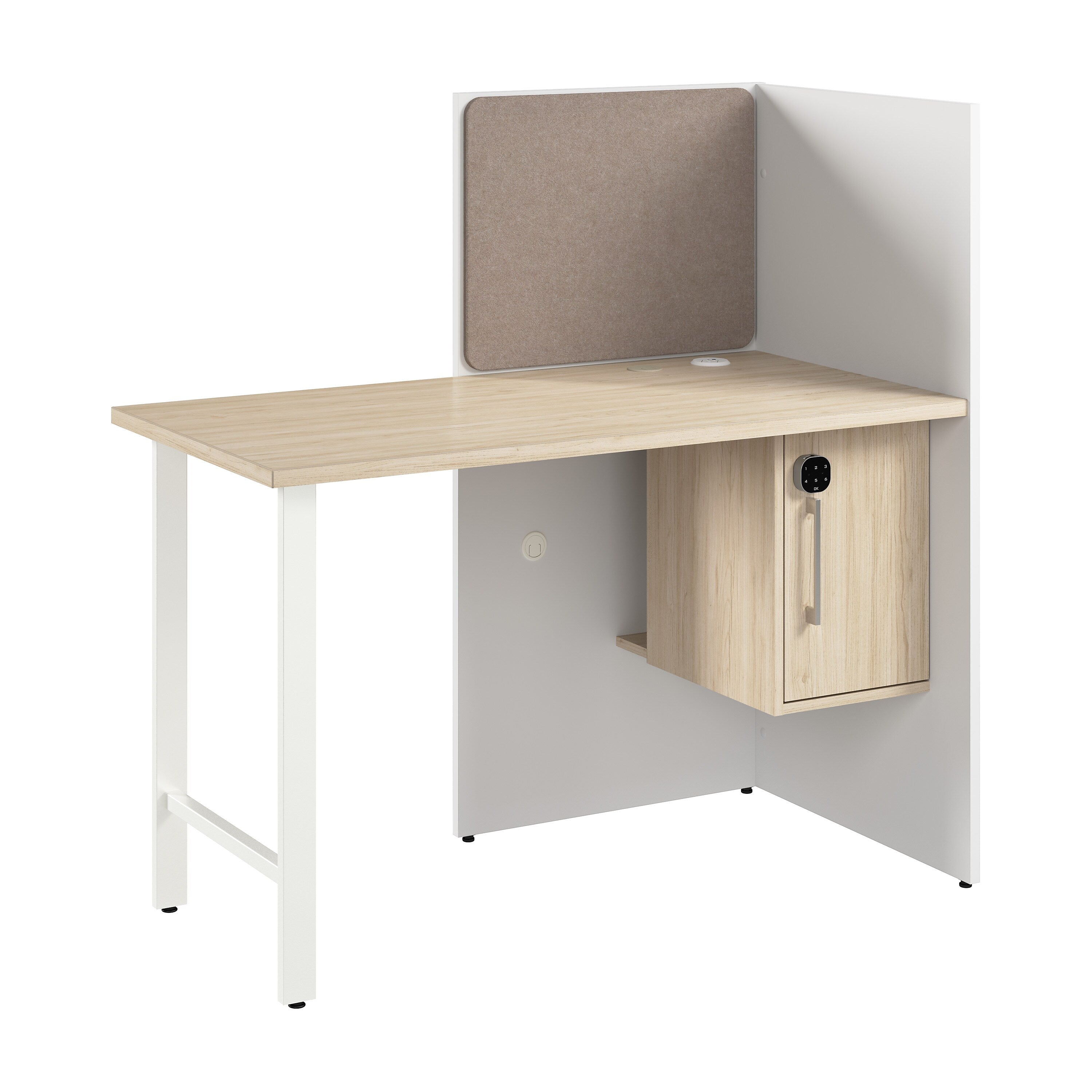 Bush Business Furniture Hustle 48"W Cubicle Workstation, White/Natural Elm (HUCB248WHNE)