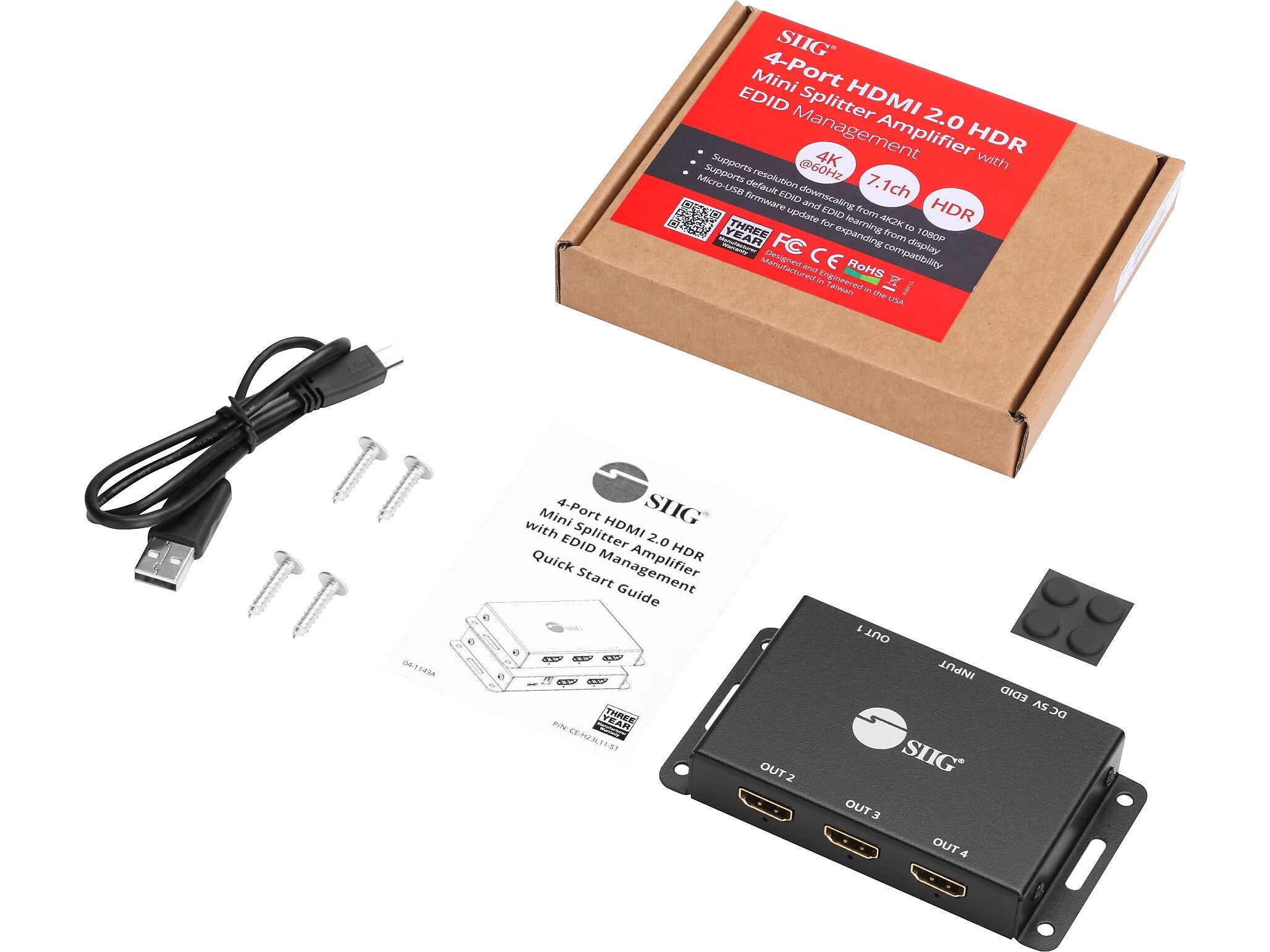 SIIG CE-H23L11-S1 Mini Splitter Amplifier, Black