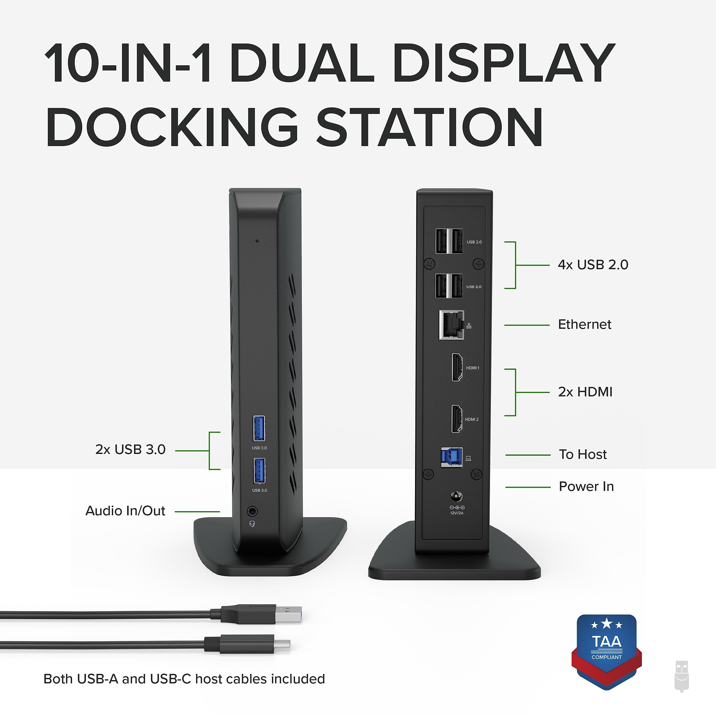 Plugable USB 3.0 and USB-C Universal Laptop Docking Station for Windows (UD-3900Z)
