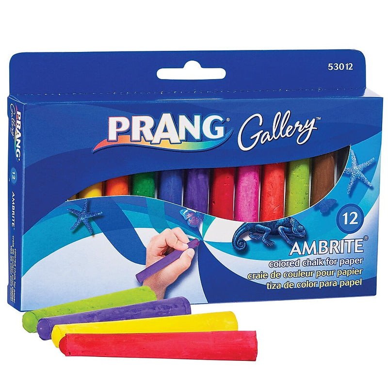 Prang Gallery Ambrite Drawing Chalk, Assorted Colors, 12/Box (53012)