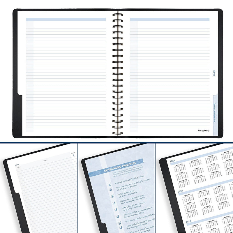 2026 AT-A-GLANCE The Action Planner 6.5" x 8.75" Daily Appointment Book, Faux Leather Cover, Black (70-EP03-05-26)