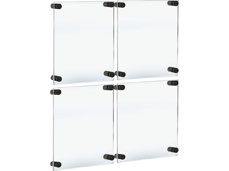 Azar Sign Holder, 12.5" x 15", Wall Mounted, Black, Acrylic, 4/Pack (105514-BLK-4PK)