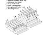 Azar 3.5" x 12" Pegboard 5-Compartment Cosmetic Tray with Tester Tray, Clear, 2/Pack (225840-TESTER-SHORT-2PK)