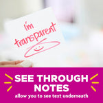 Post-it Transparent Sticky Notes, 2.8" x 2.8", Assorted Colors, 36 Sheets/Pad, 3 Pads/Pack (600-3COL)