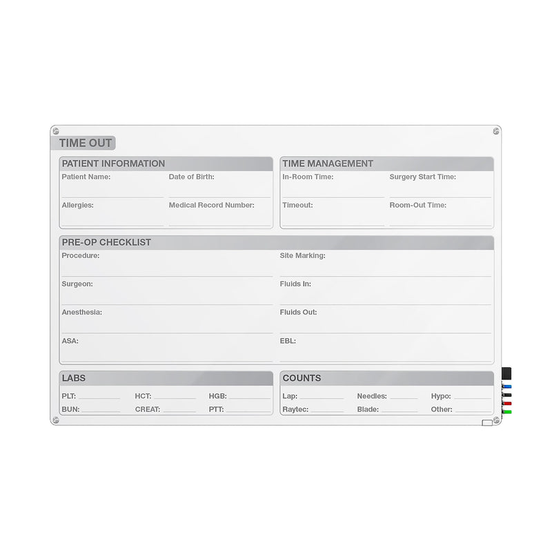 Ghent Harmony OR Time Out Glass Dry-Erase Whiteboard, 2'H x 3'W (GRPHMYRN12T-23)