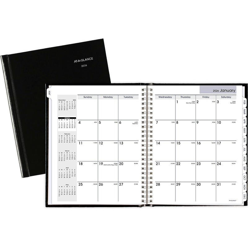 2026 AT-A-GLANCE DayMinder 7" x 8.5" Monthly Planner, Faux Leather Cover, Black (G400H-00-26)