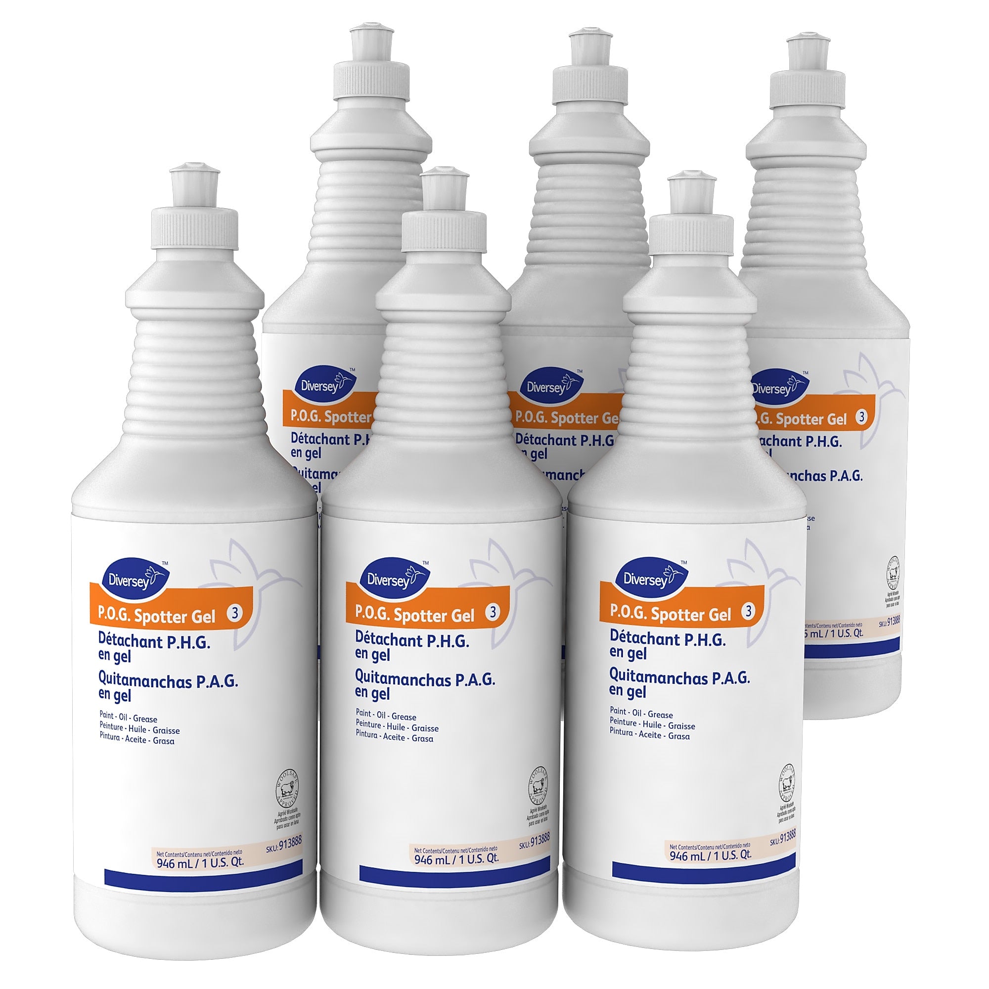 Diversey P.O.G. Gel Spot, Paint, Oil and Grease Remover, 32 Oz., 6/Carton (DVO913888)