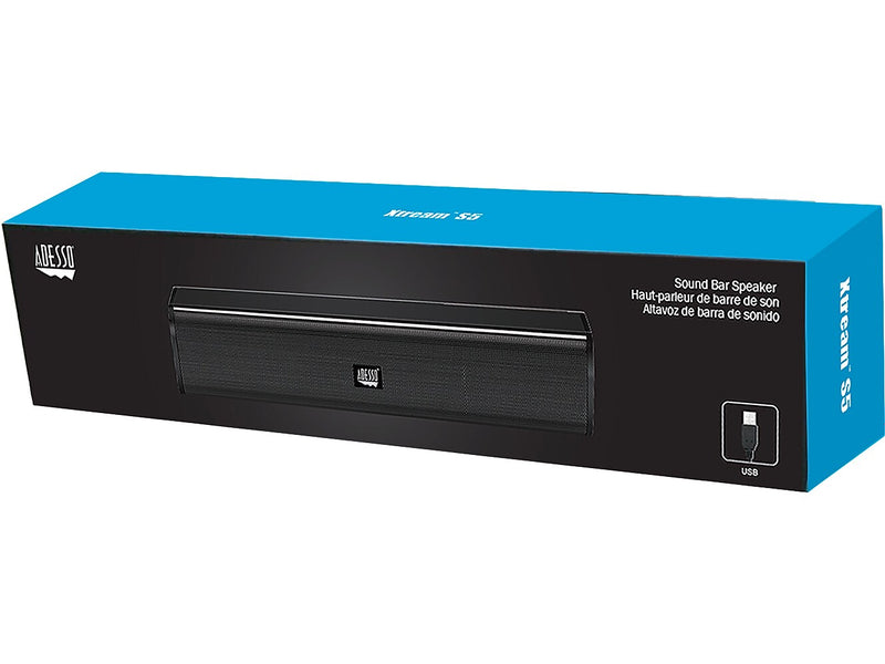 Adesso Xtream S5 USB-Powered Sound Bar Speaker, 5W x 2, Black