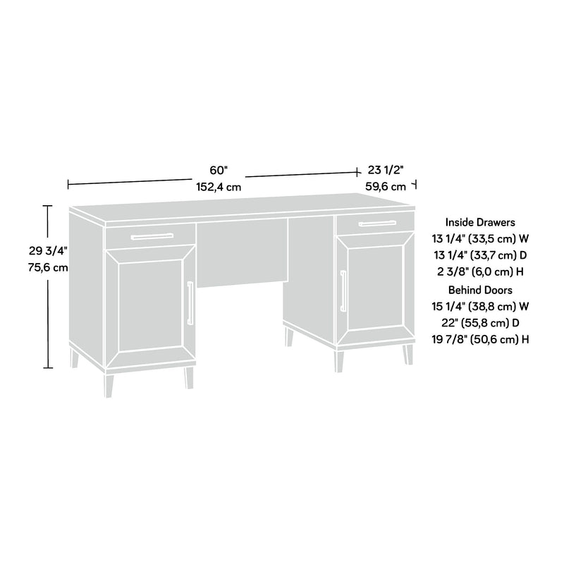 Sauder Tiffin Line 60"W Double Pedestal Desk, Raven Oak (433266)