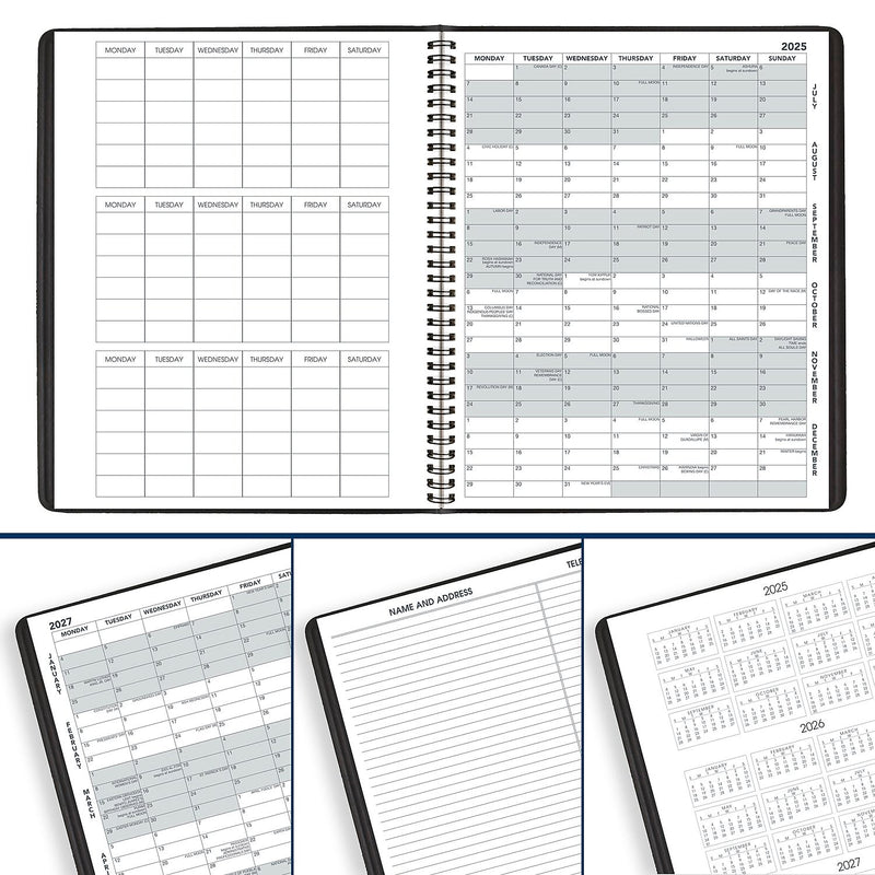 2025-2026 AT-A-GLANCE 9" x 11" Academic Year Monthly Planner, Faux Leather Cover, Black (70-074-05-26)
