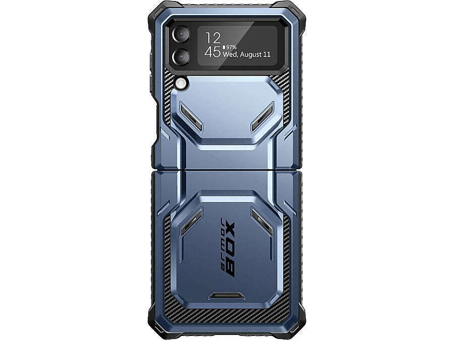 i-Blason Armorbox Metallic Blue Rugged Case for Samsung Galaxy Z Flip4 (Galaxy2022-ZFlip4-5G-Armorbox-Tilt)