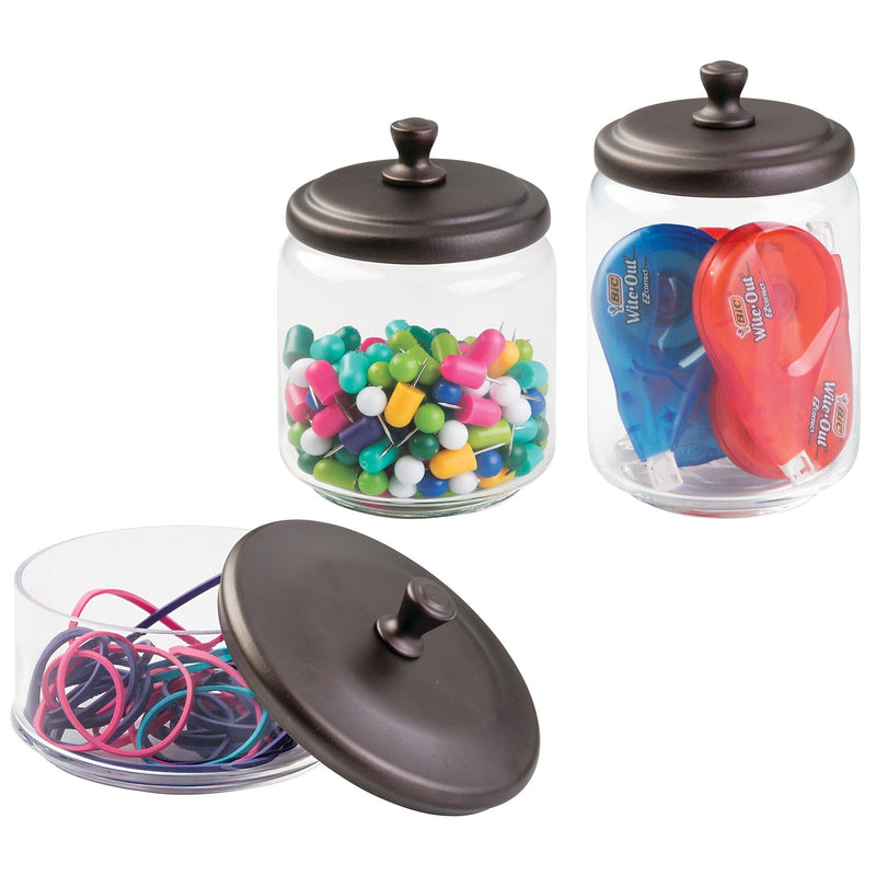 iDESIGN Glass Desk Organizers, Clear/Bronze, 3 Piece (28318M3)