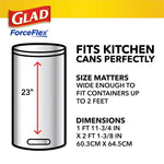 Glad ForceFlex 13 Gallon Drawstring Kitchen Trash Bag, Unscented, Gray, 330 Total Bags (22541CT)
