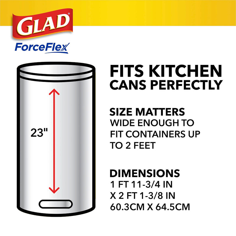 Glad ForceFlex 13 Gallon Drawstring Kitchen Trash Bag, Unscented, Gray, 330 Total Bags (22541CT)