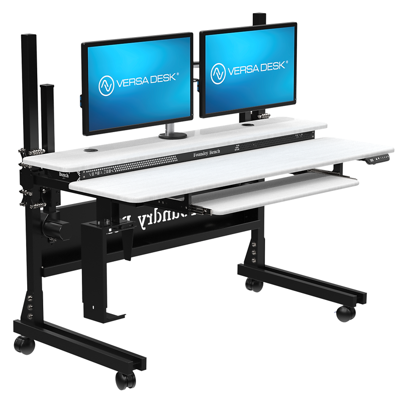 VersaDesk Foundry Bench 60"W Electric Rectangular Adjustable Standing Desk, White/Black (FB6030-BW-APP)