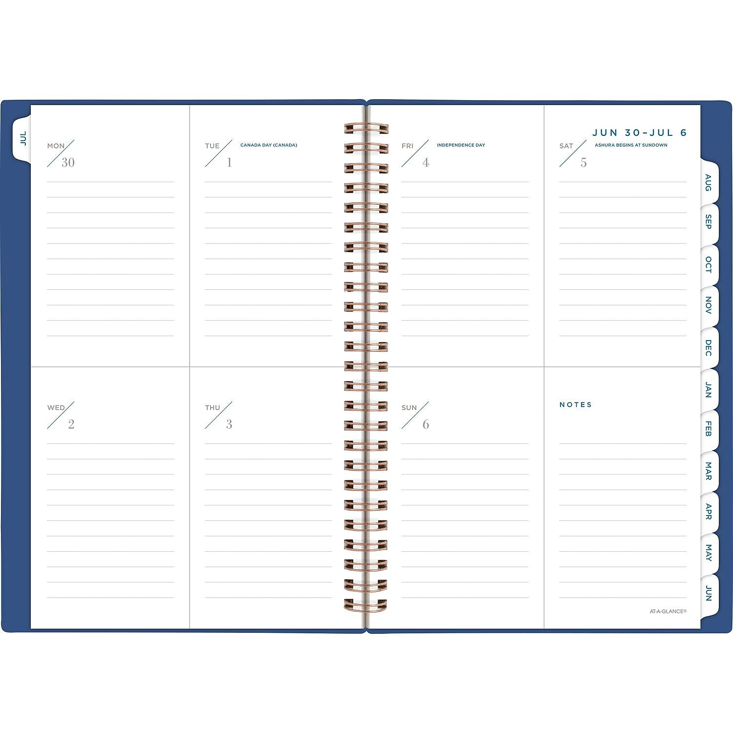 2025-2026 AT-A-GLANCE Signature Lite 5" x 8" Academic Year Weekly & Monthly Planner, Plastic Cover, Navy (YP20LA2026)