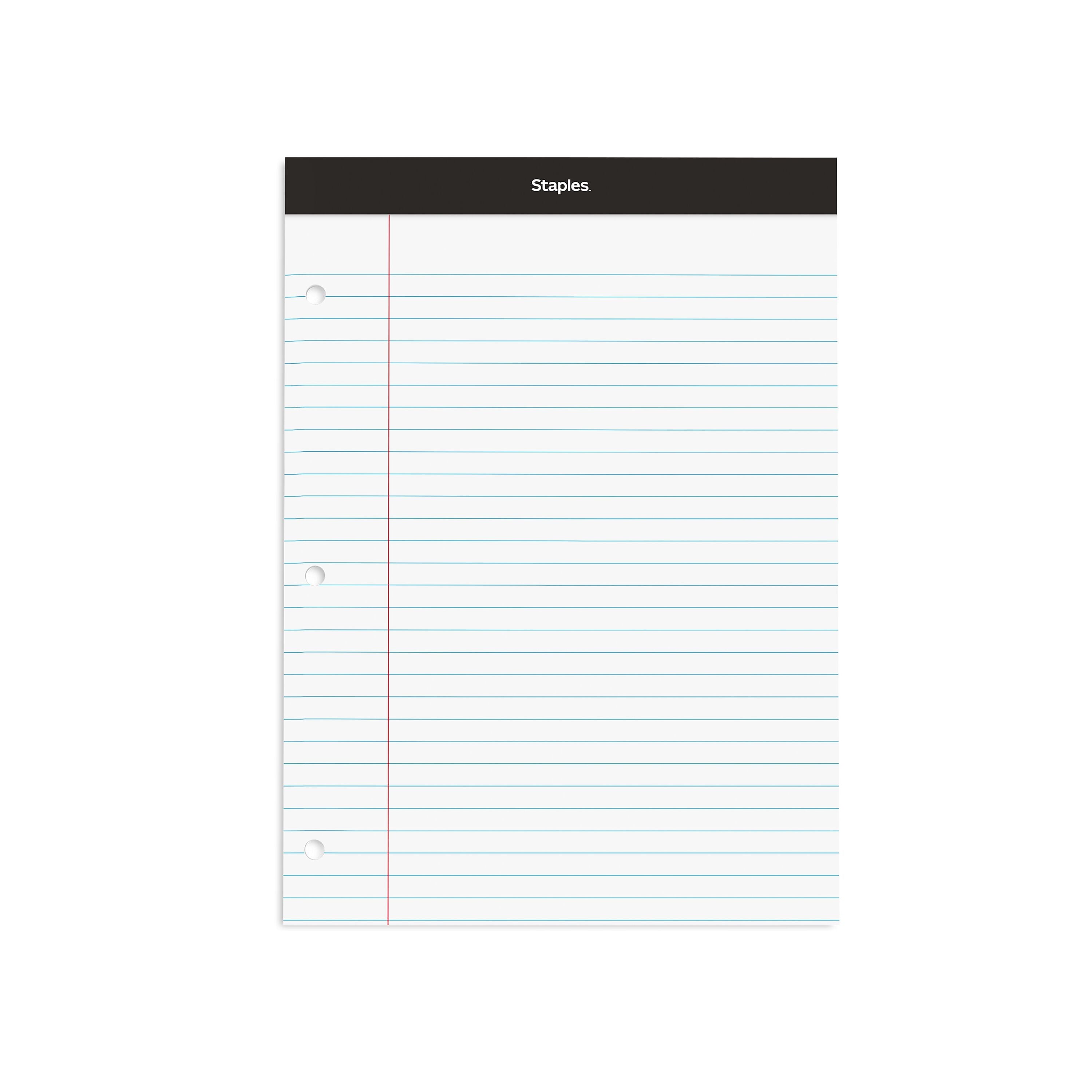 Staples Double-Sheet Notepad, 8.5" x 11.75", Letter Size, White, 100 Sheets/Pad (20-244)