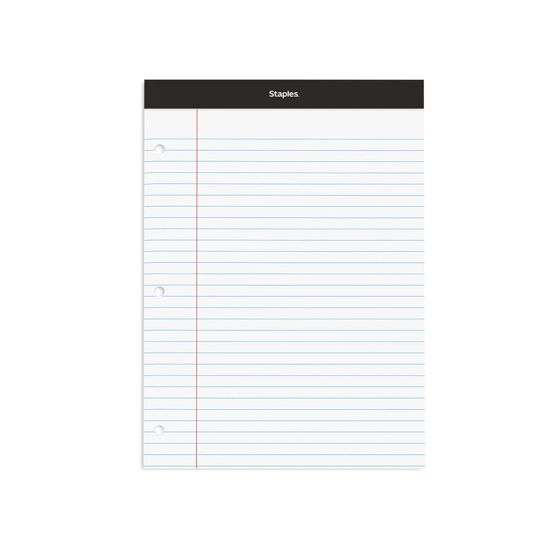 Staples Double-Sheet Notepad, 8.5" x 11.75", Letter Size, White, 100 Sheets/Pad (20-244)
