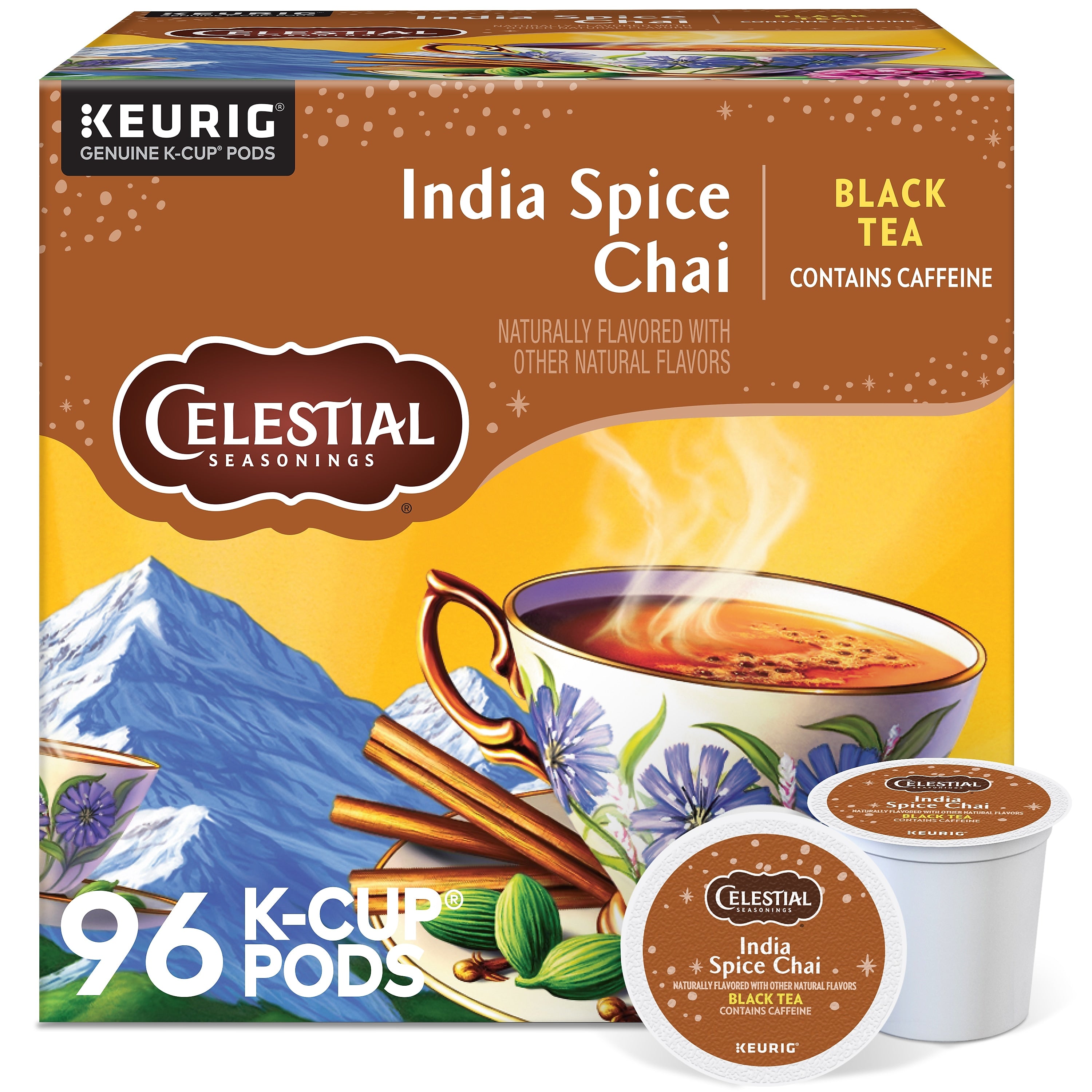 Celestial Seasonings India Spice Chai Herbal Tea, Keurig® K-Cup® Pods, 96/Carton (14738)