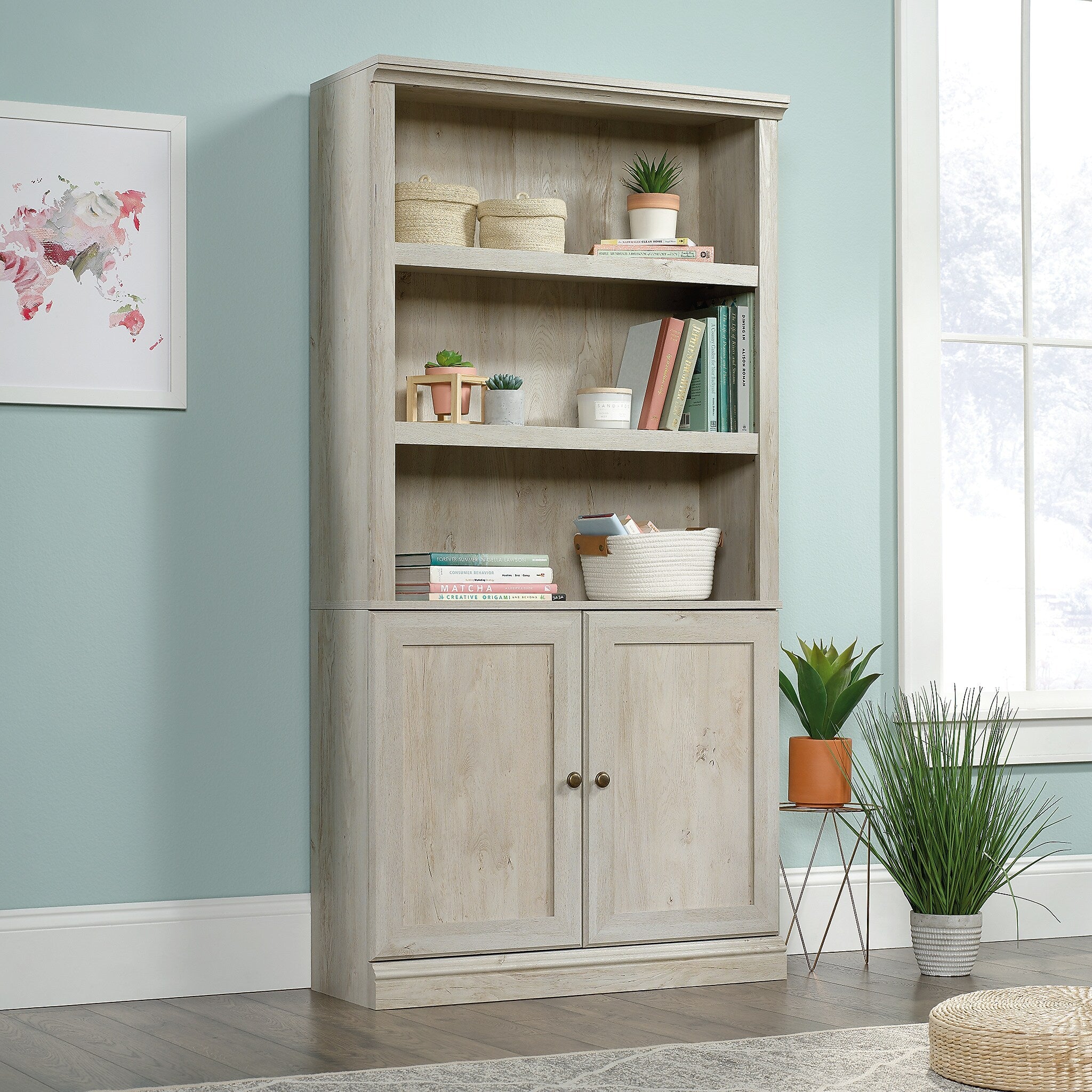 Sauder Select 70"H 5-Shelf Bookcase, Chalked Chestnut (426310)