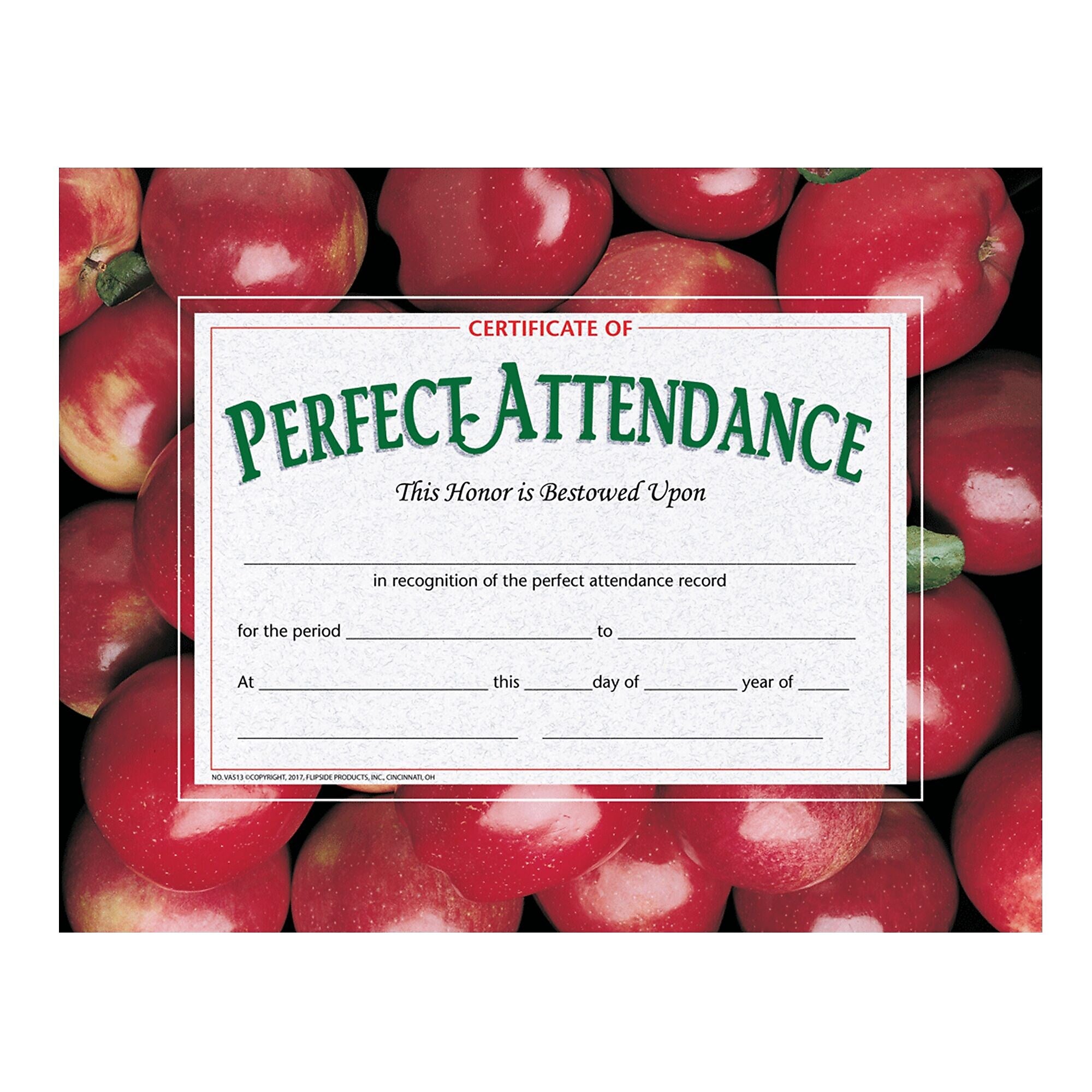 Hayes Certificate of Perfect Attendance, 8.5" x 11", 30 Certificates/Pack, 5 Packs (H-VA513)