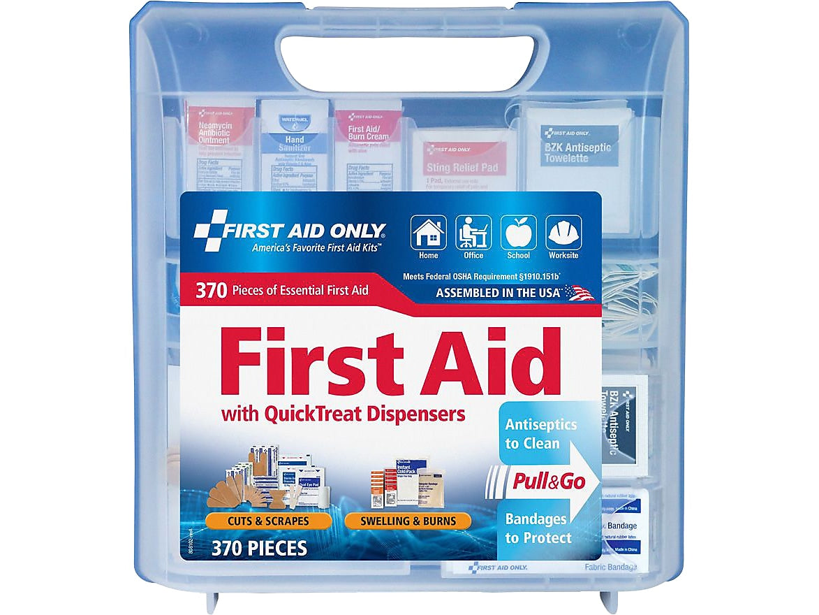 First Aid Only QuickTreat Plastic First Aid Kit, 50 People, 370 Pieces (91407)