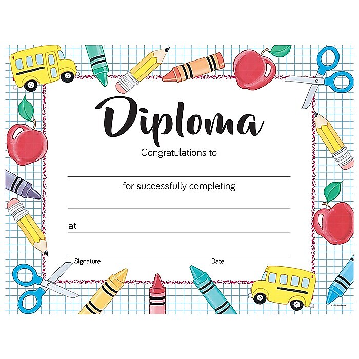 Great Papers Grade School Diploma Graduation Certificates, 8.5" x 11", Multicolor, 15/Pack (2020002)