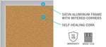 Ghent Chocolate Cork Bulletin Board, Aluminum Frame, 4' x 7' (AKCH47)