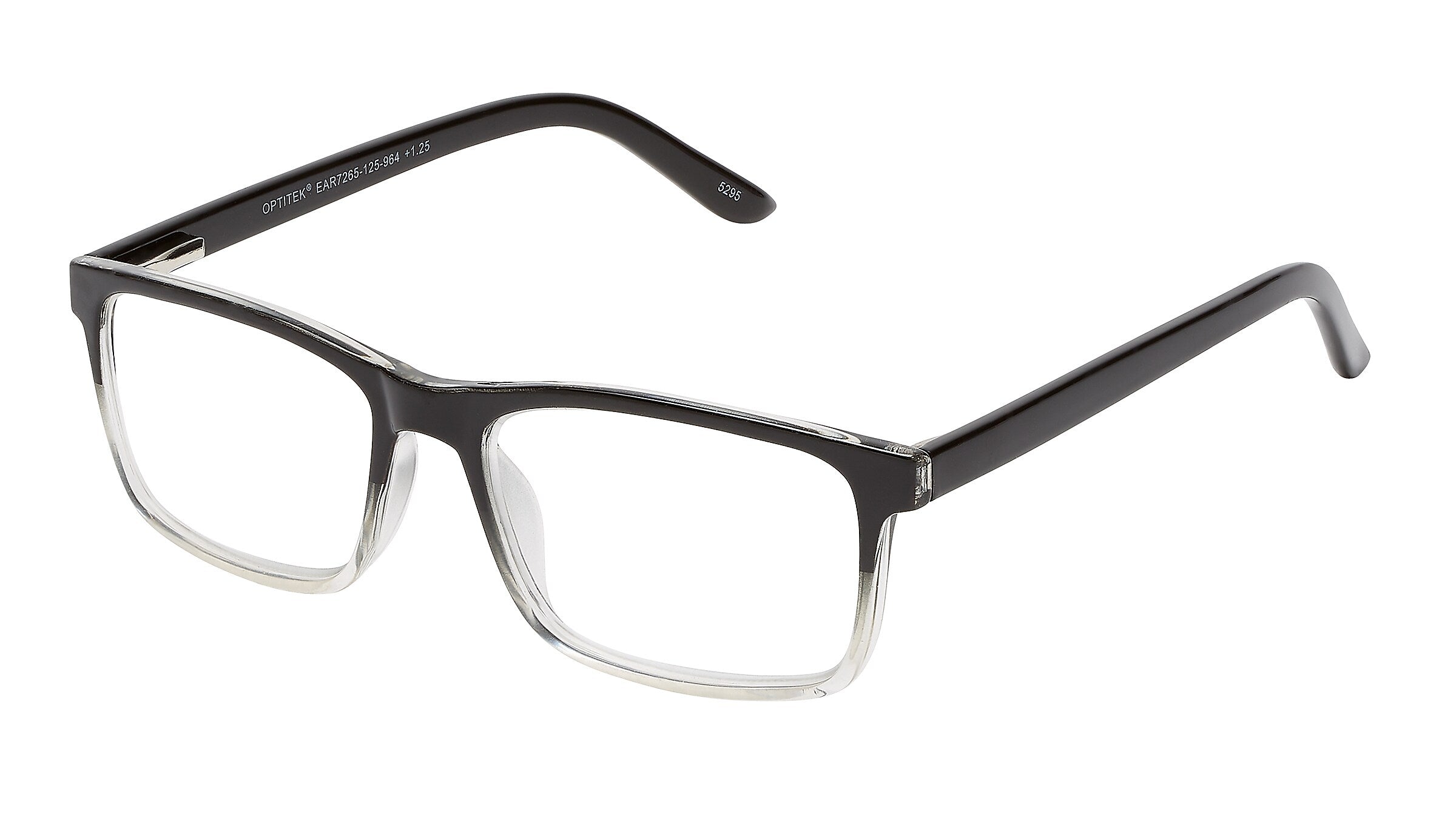 SAV Optitek +1.25 Reading Glasses, Clear Black (EAR7265-125-964)
