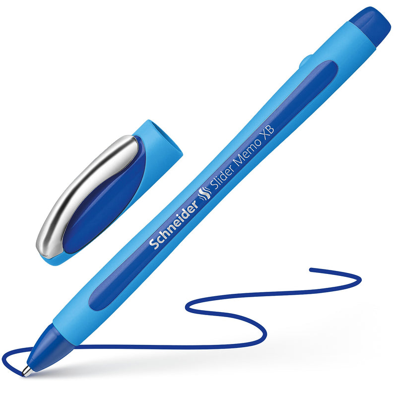 Schneider Slider Memo Ballpoint Pen, Extra Broad Point, Blue Ink, 10/Box (150203)