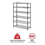 Alera Commercial Wire Shelving, Six-Shelf, 48w X 18d X 72h, Black